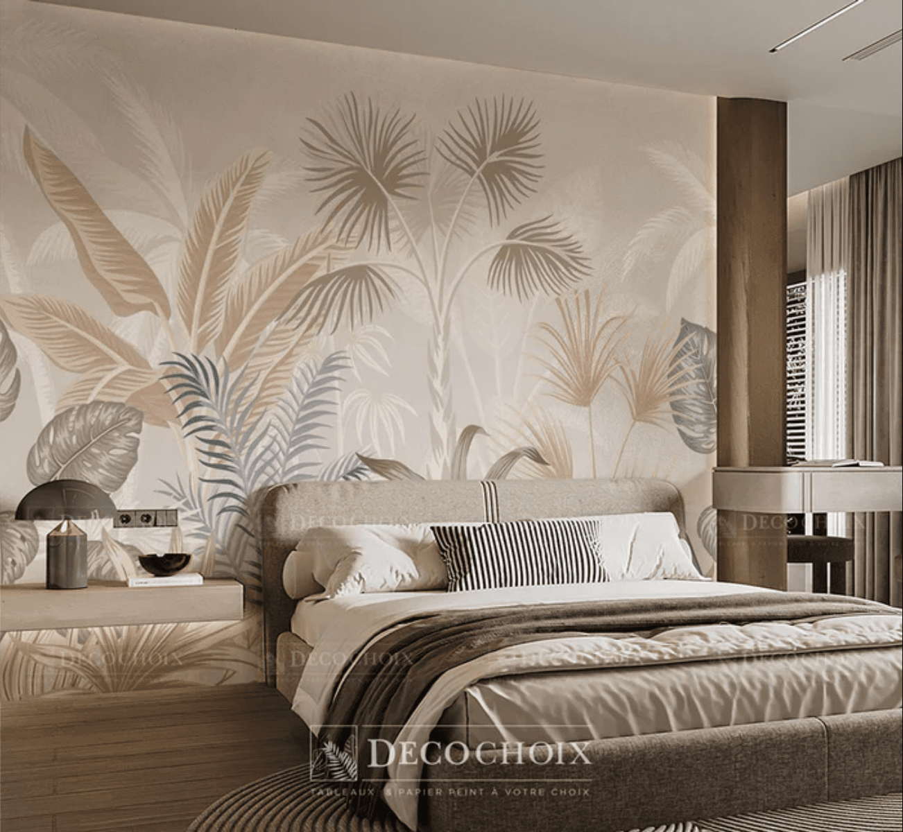 Papier peint tropical rose