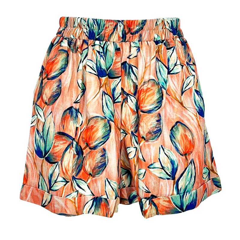Boxer Linen Shorts - Orange & Blue