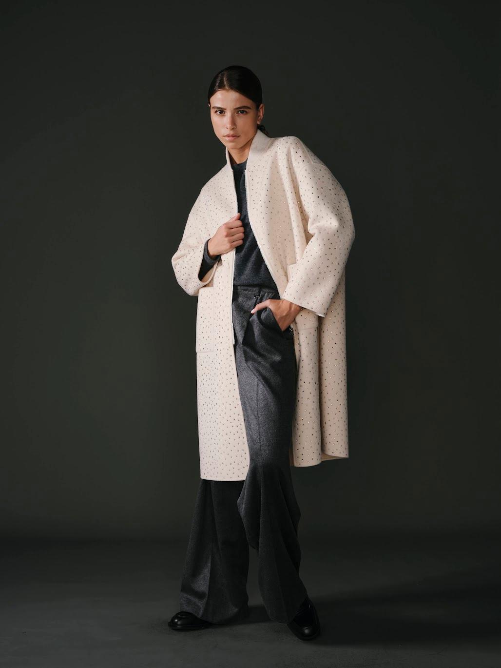 MANTEAU A STRASS BLANC