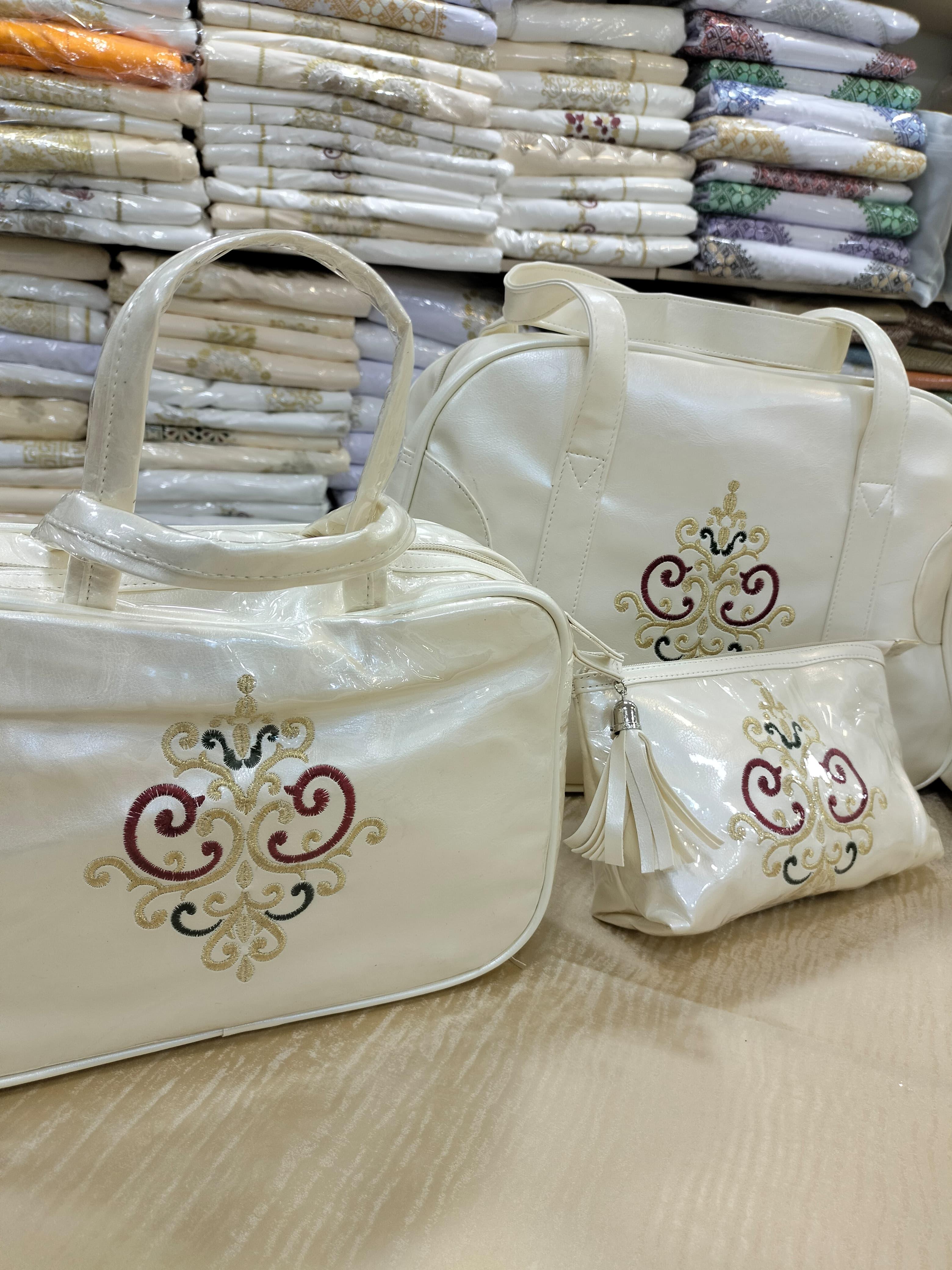 Serie de 3 Sacs en Similicuir Brodé