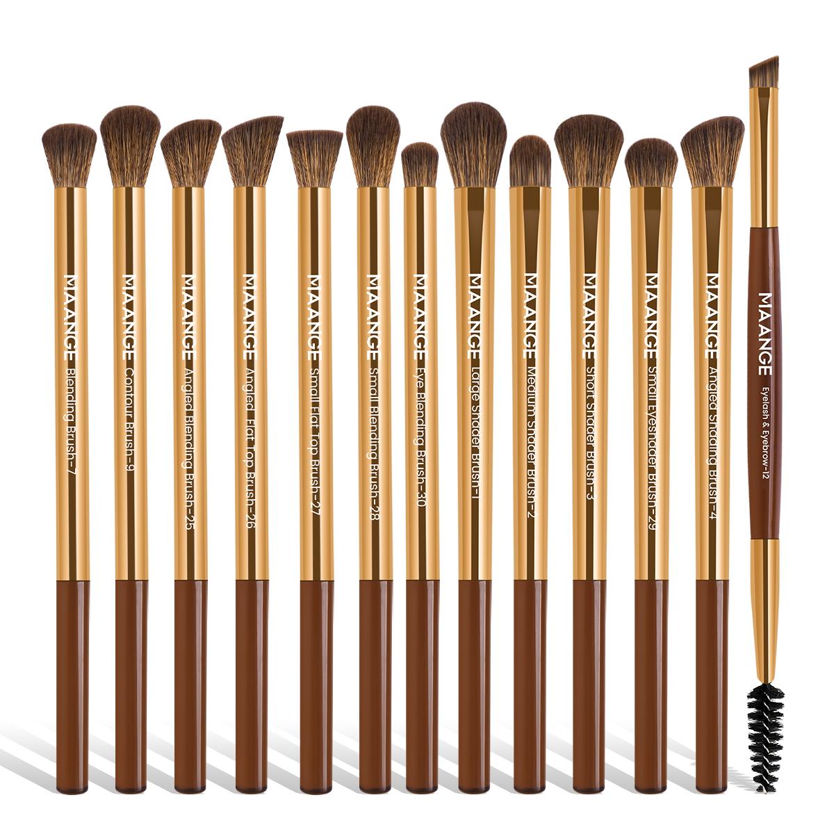 13 Pieces Long Aluminum Makeup Brush-coffee Gold
