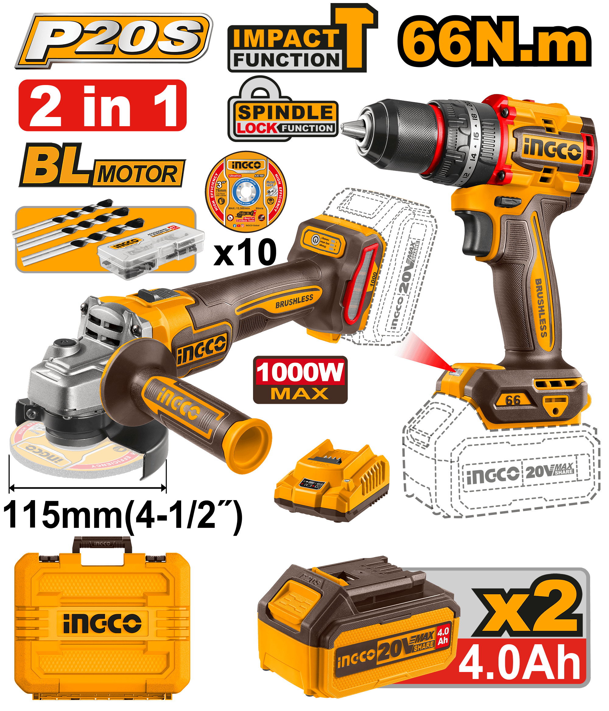 Kit combo 2 pièces sans fil