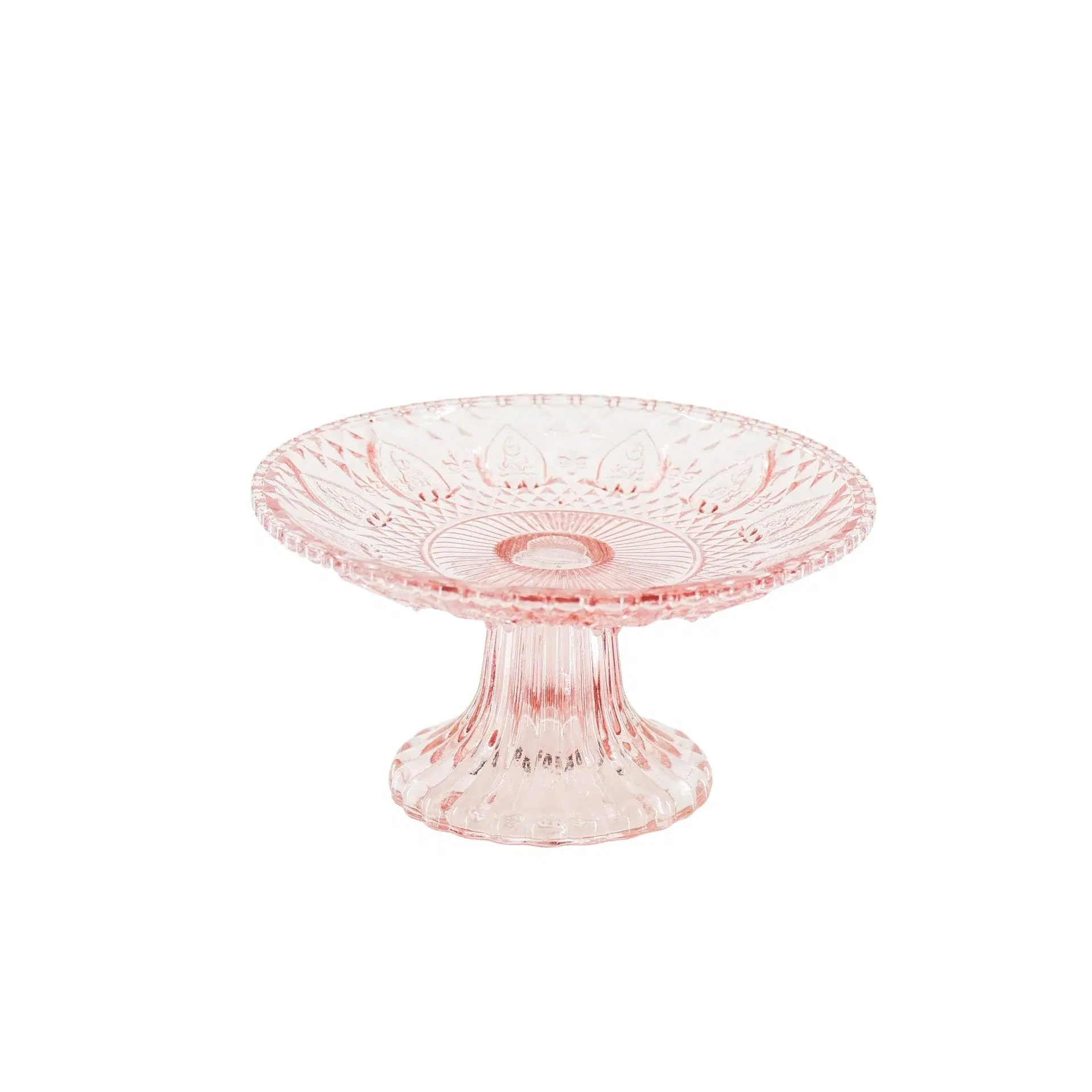 Cake Plate - Glass - Pink
