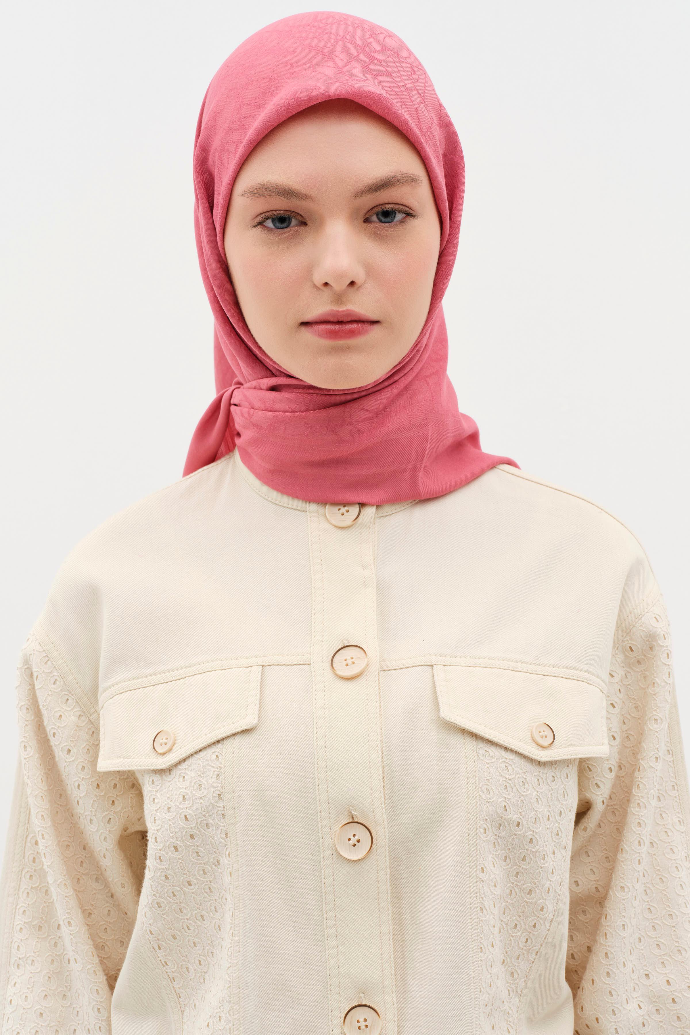 Écharpe naturelle à motifs mixtes - Bois de rose