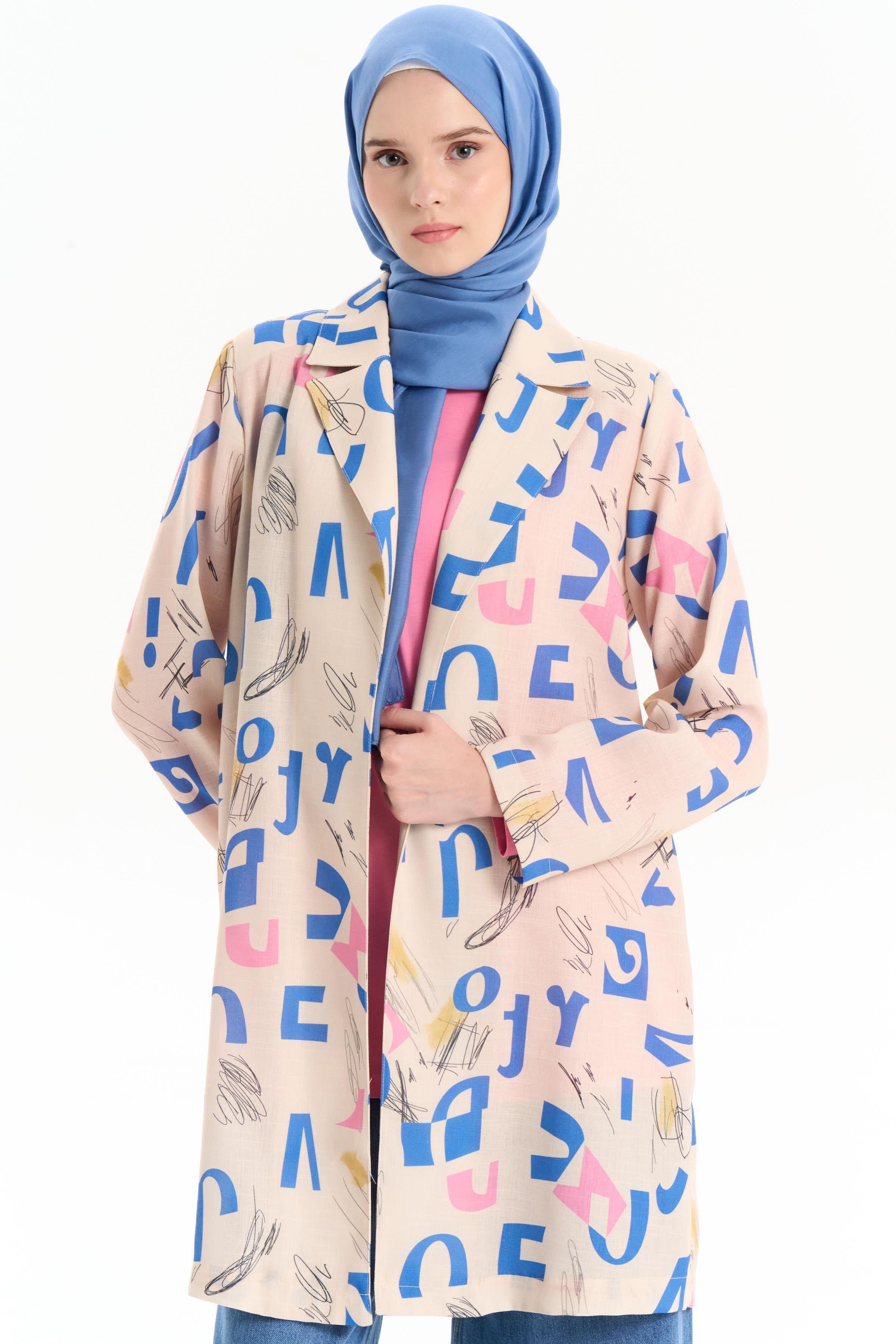 Veste en lin à motifs - Beige