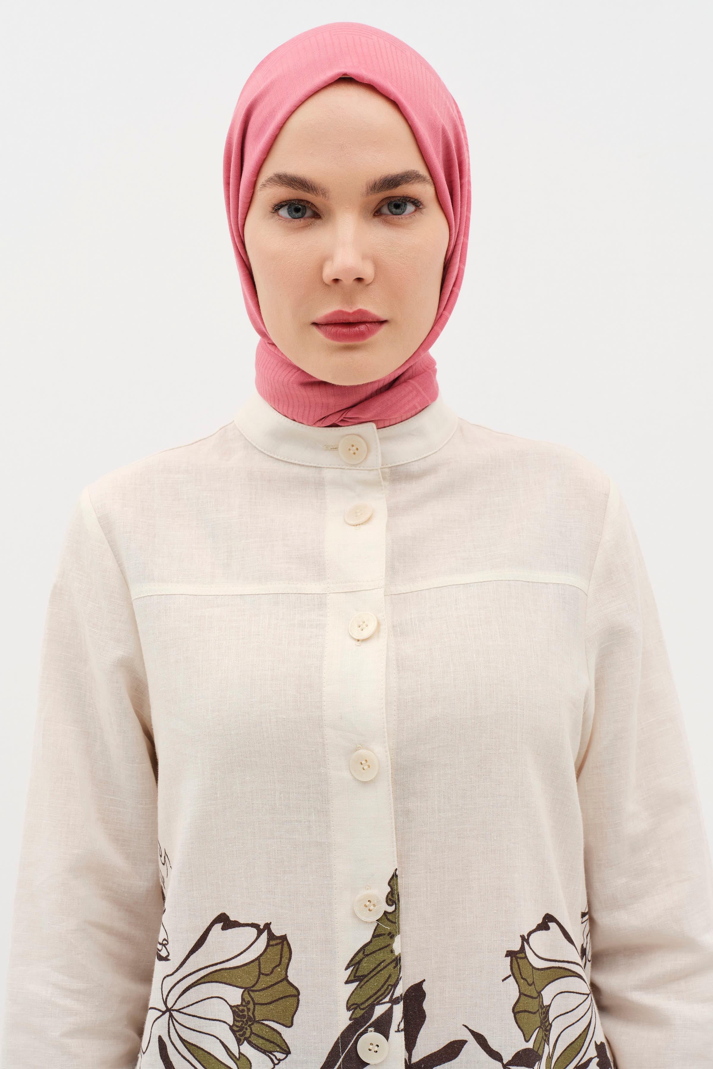 Châle Naturel à Motifs Mixtes - Bois de Rose