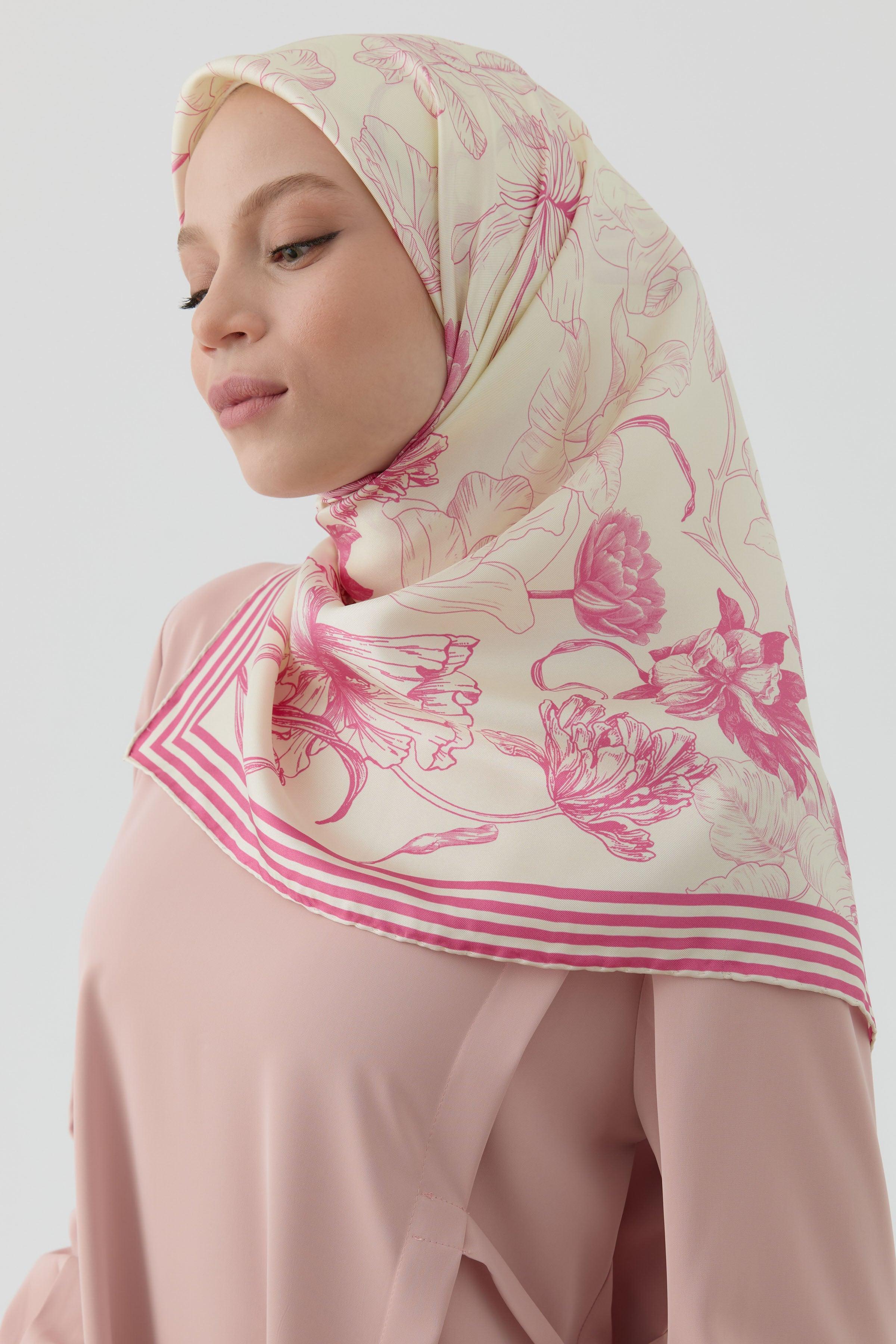 Écharpe en soie twill Nazenin - Rose