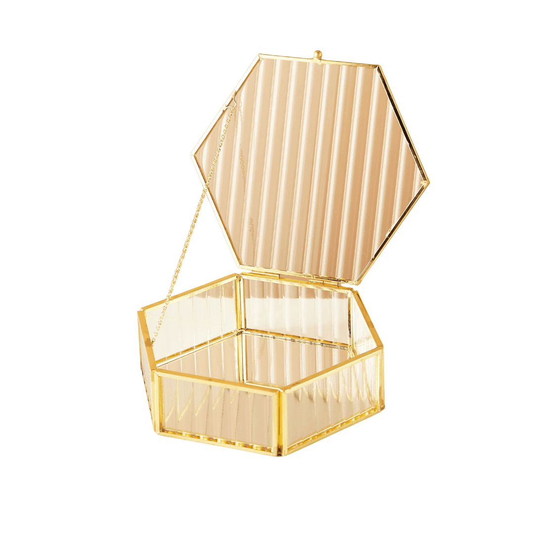 BOITE A BIJOUX HEXAGONAL -L18X6CM