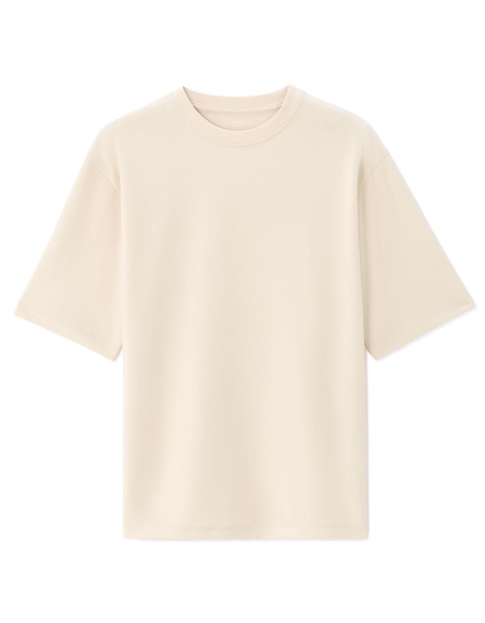 T-shirt infroissable over size col rond