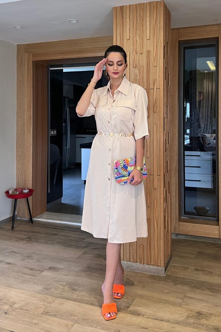 Robe-chemise en gabardine