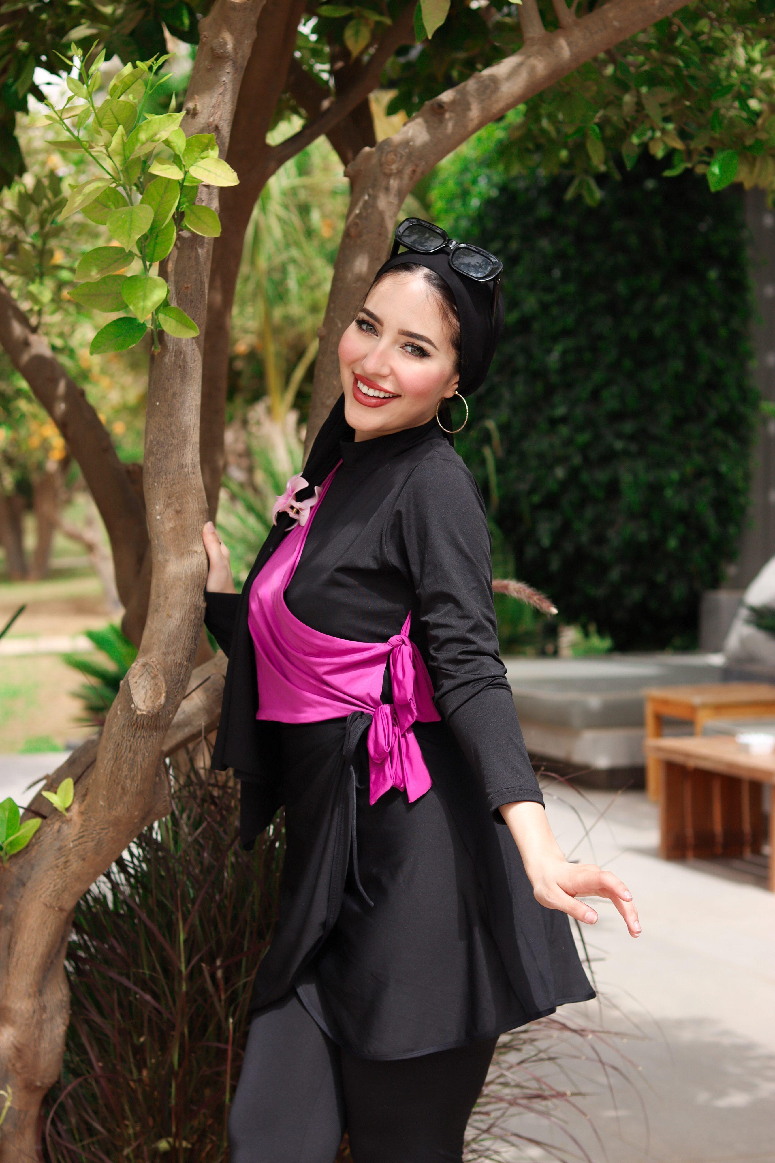 Burkini Bicolore Noir et Rose