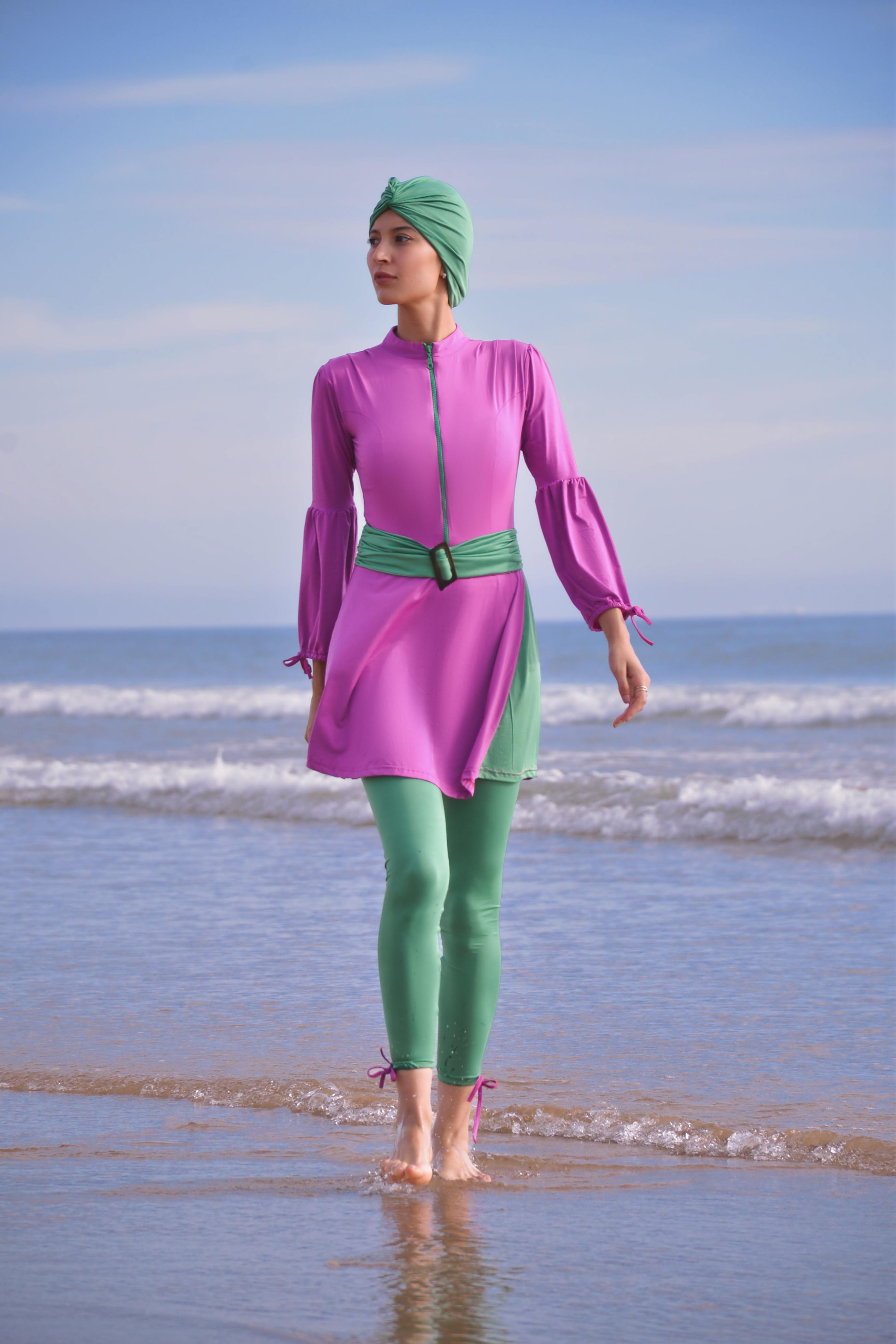 Burkini fuschia-green palace modest swimwear