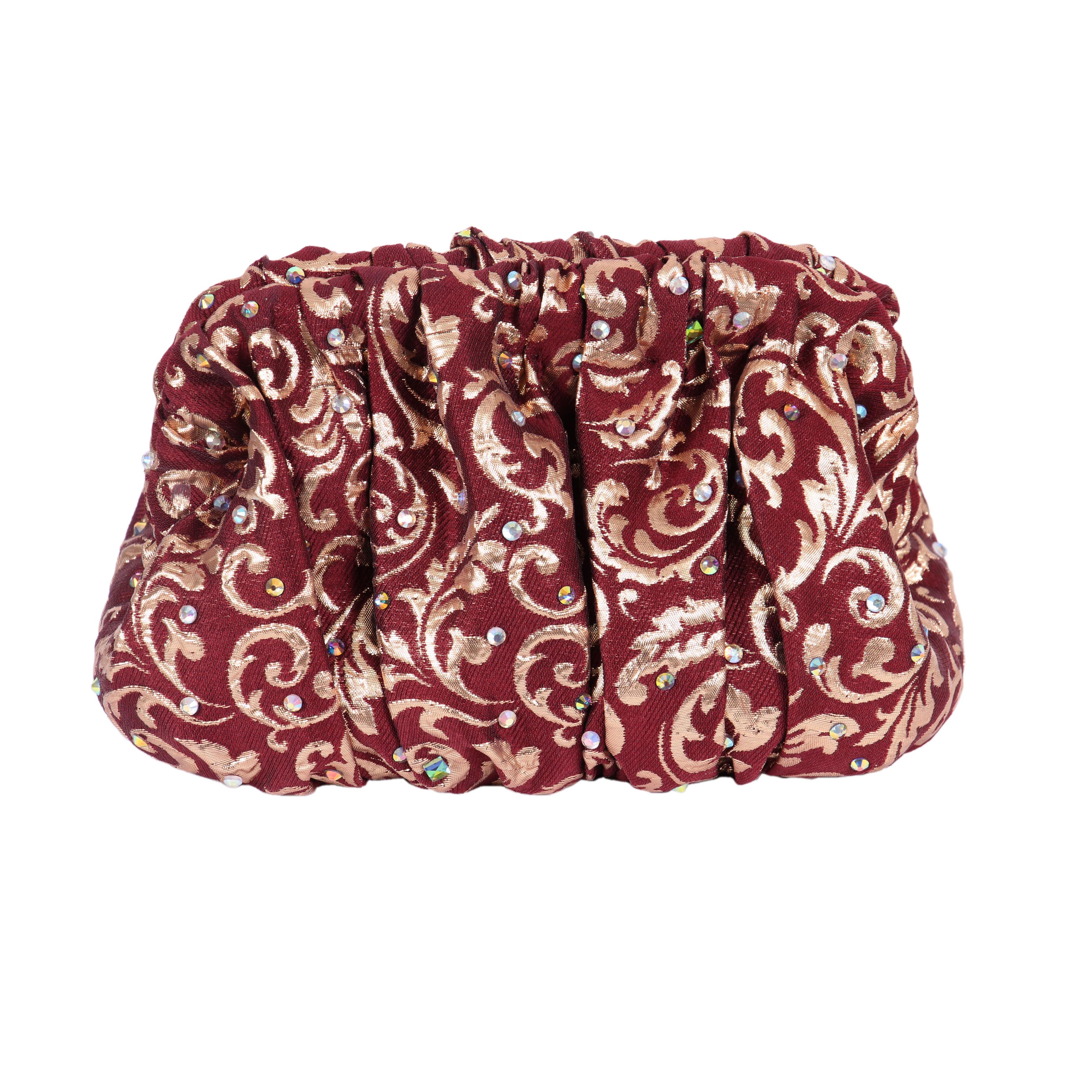 Sac en brocart bordeaux a dessins dorés
