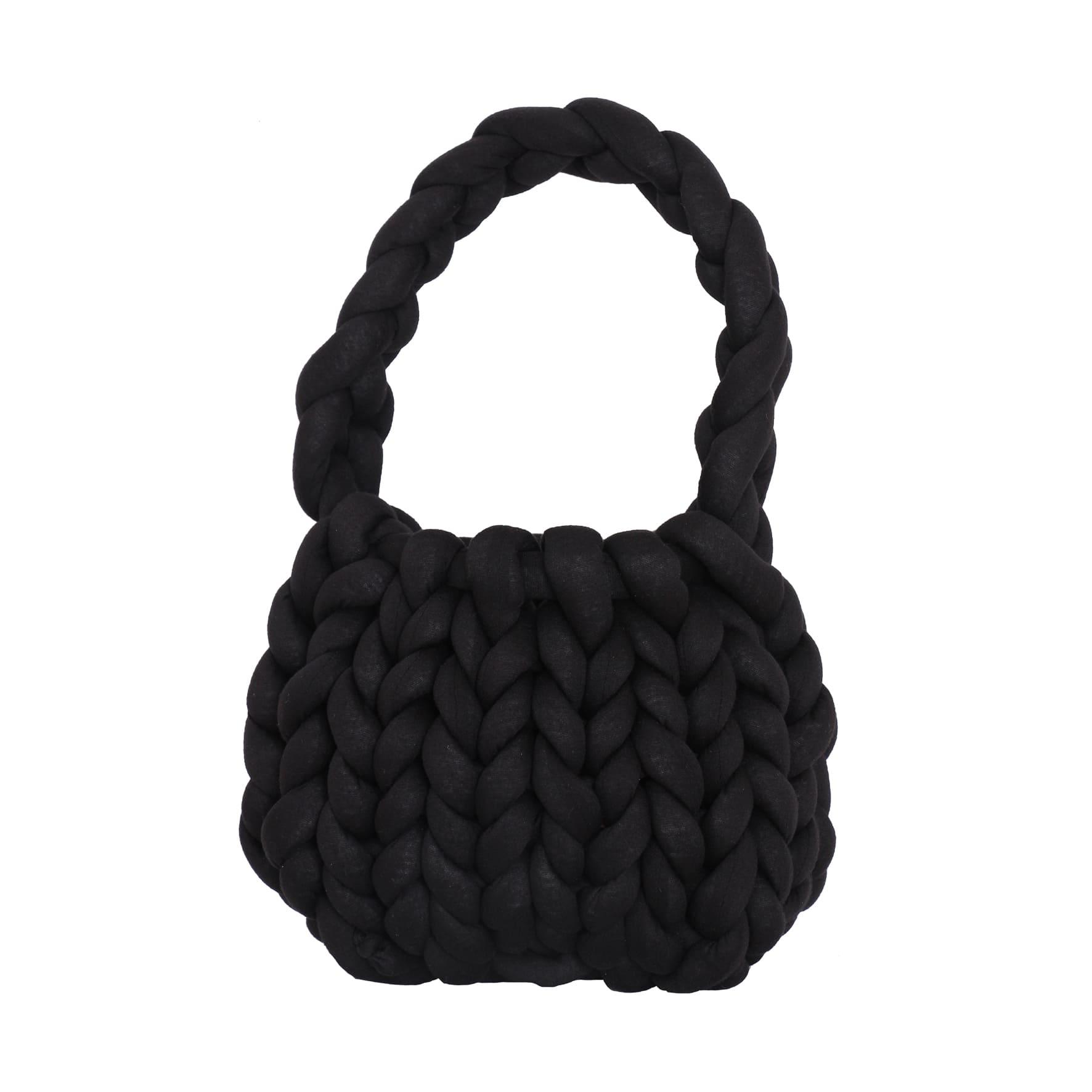 Sac seau tressé noir