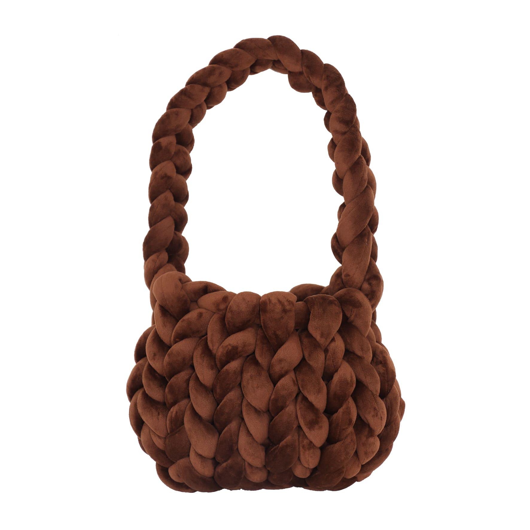 Sac seau tressé maron