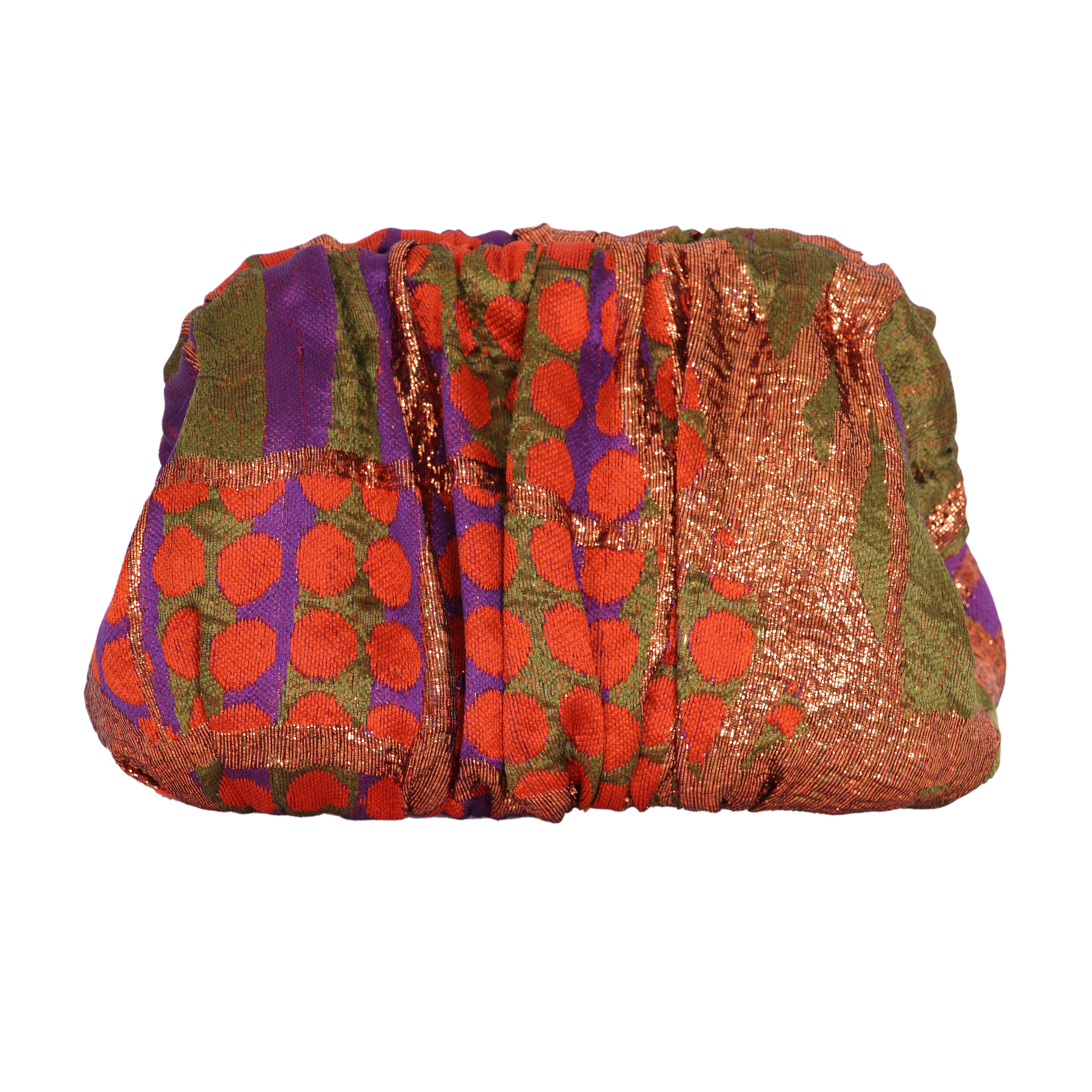 Sac en brocart orange violet et bronze