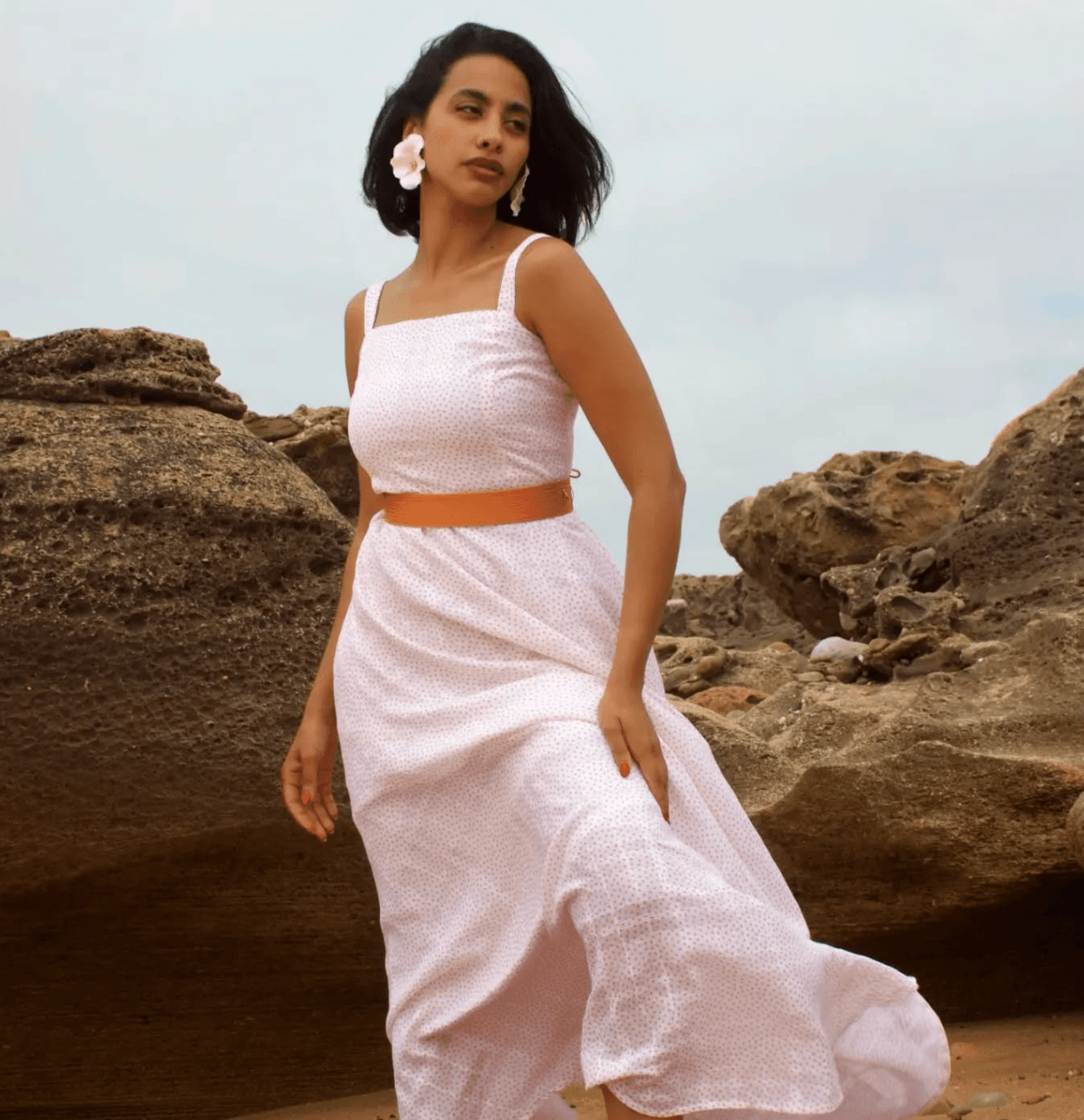 Robe Pointillé Orange