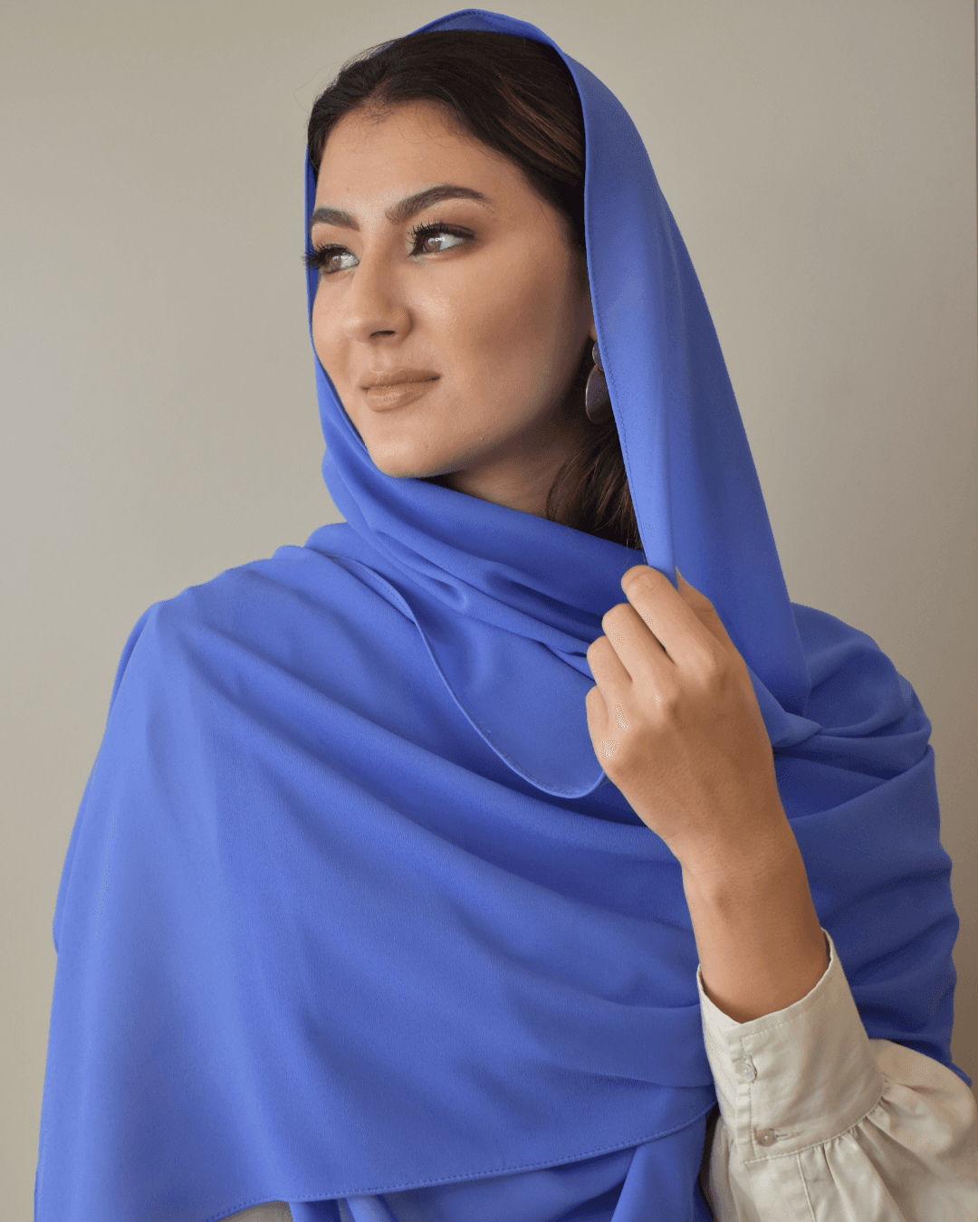 Châle crêpe chiffon - Bleu iris