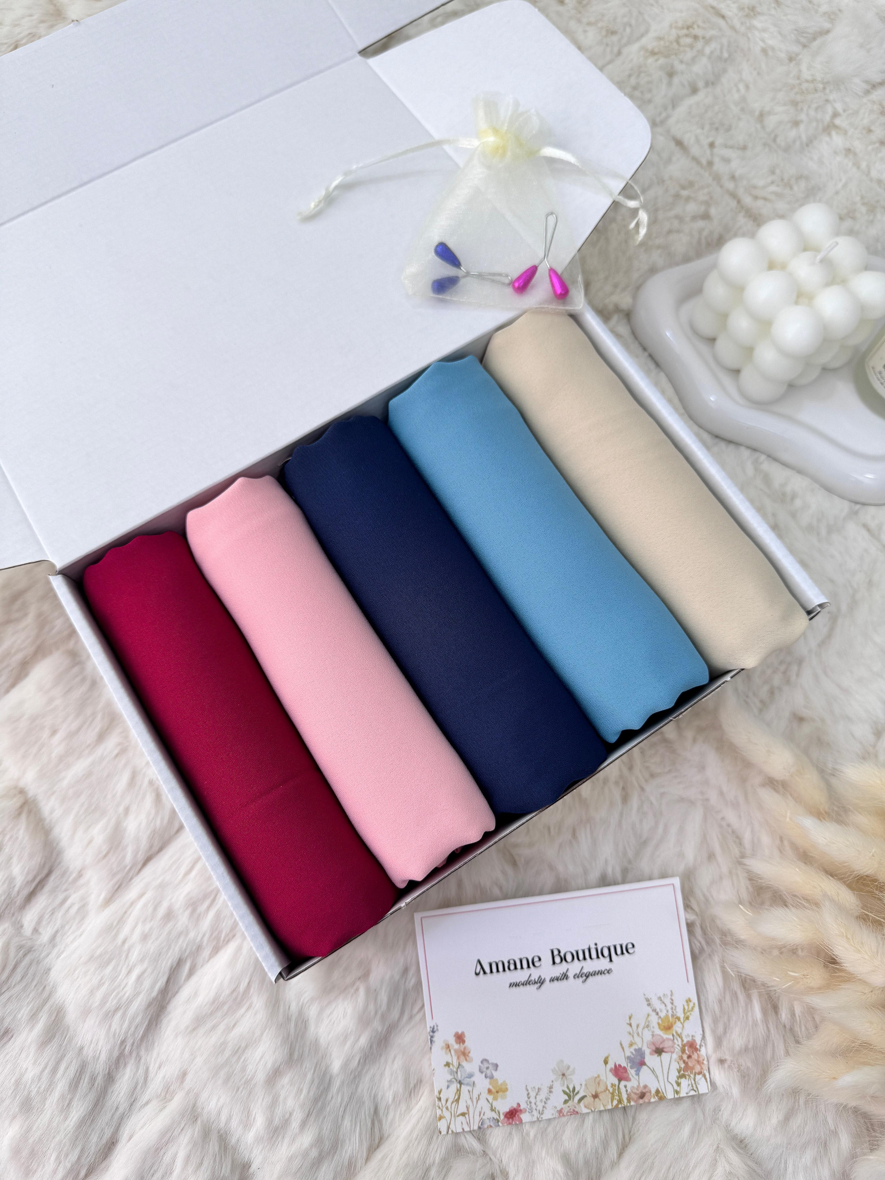 Box 5 châles Crêpe de soie