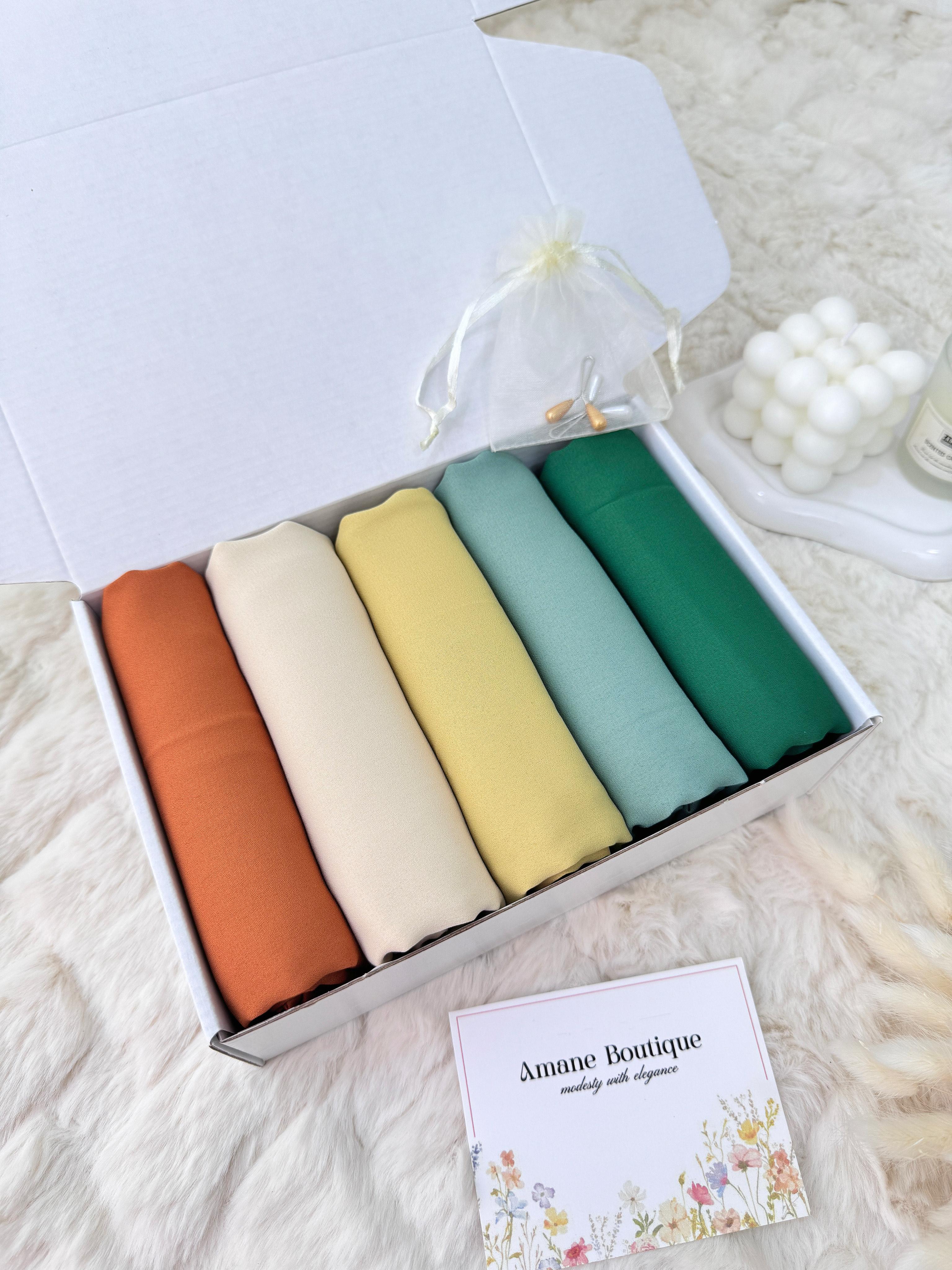 Box 5 châles Crêpe de soie