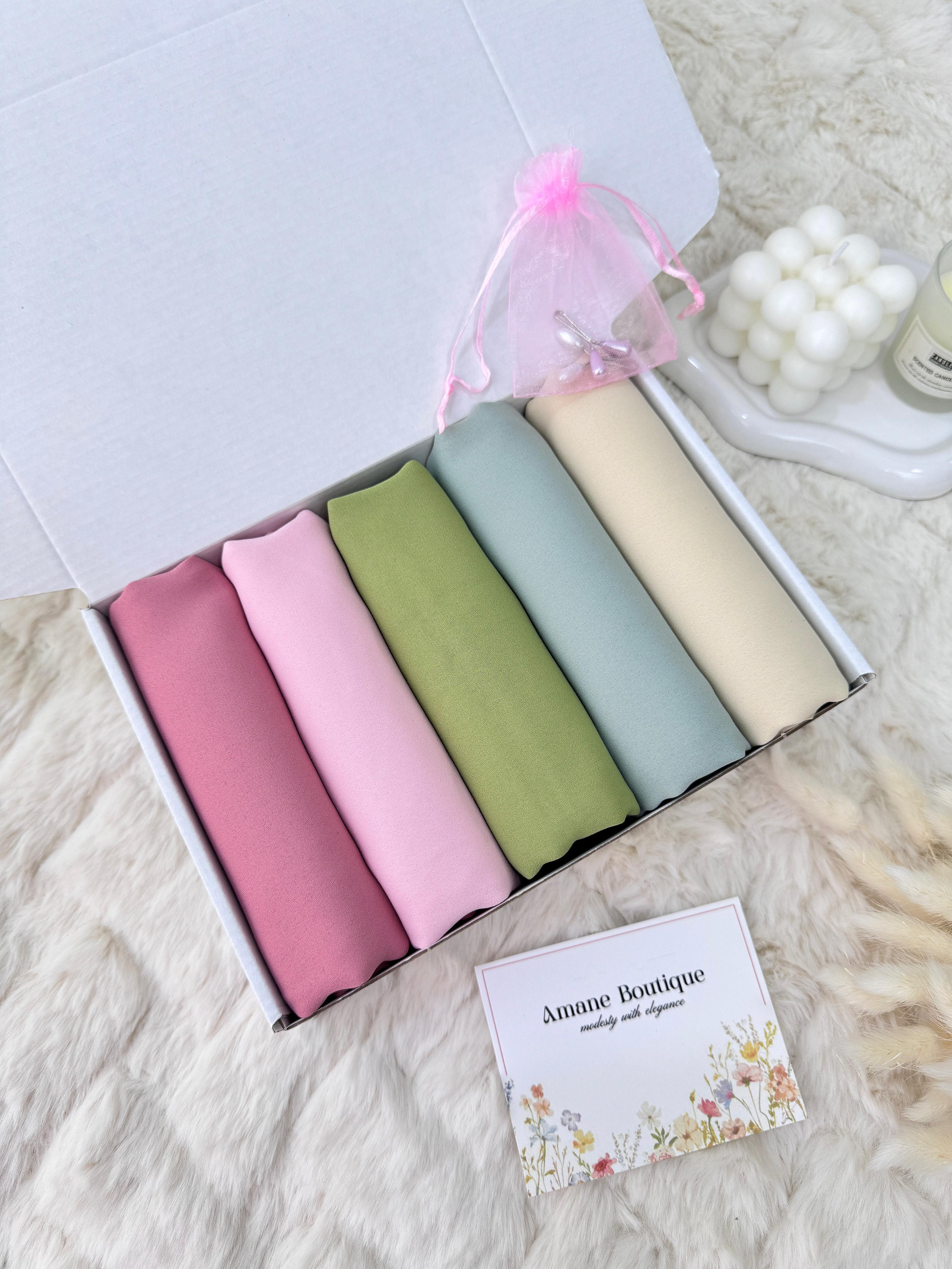 Box 5 châles Crêpe de soie