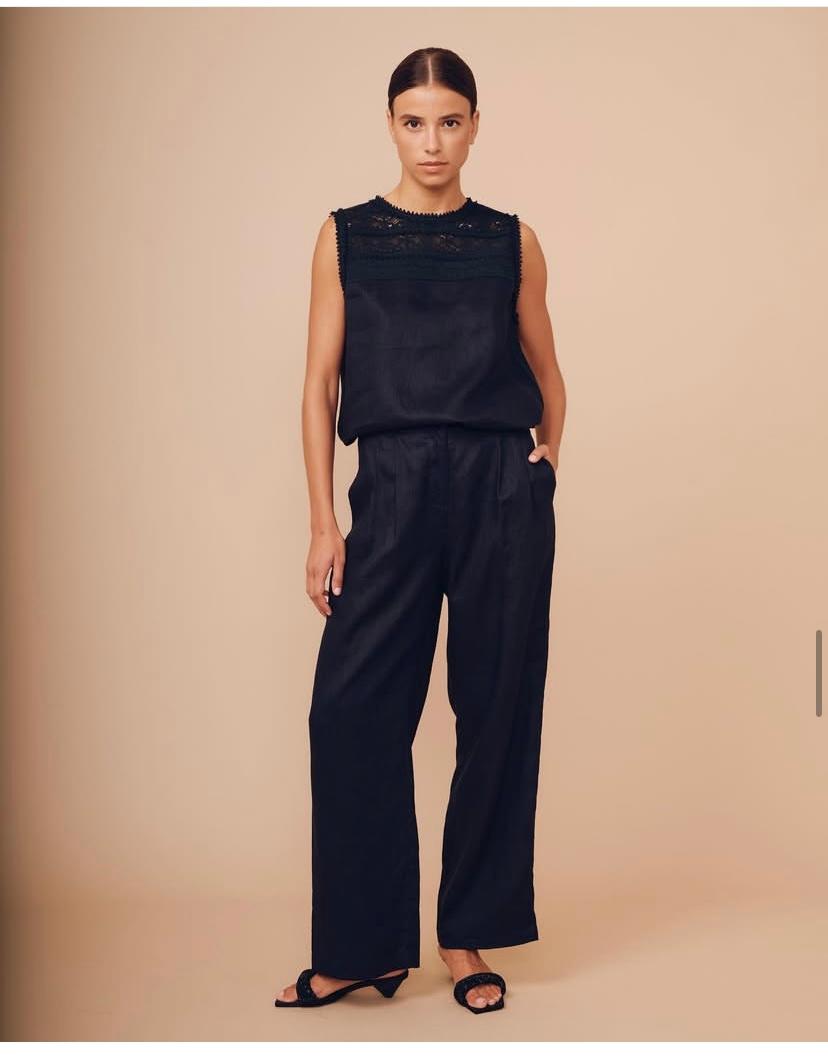 TOP EN LIN BLEU MARINE