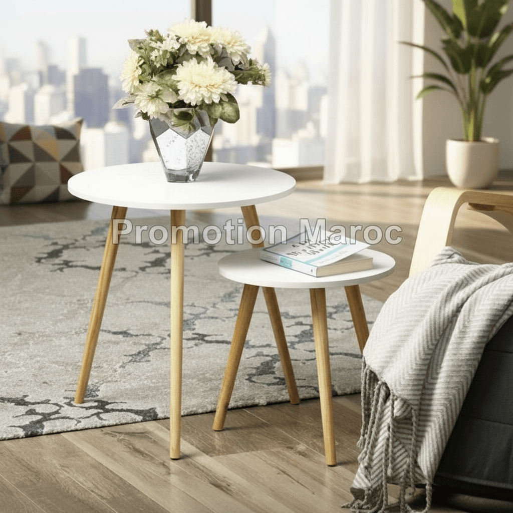 Table cafe - Table salon - table Séjour - Lots de 2 Moderne