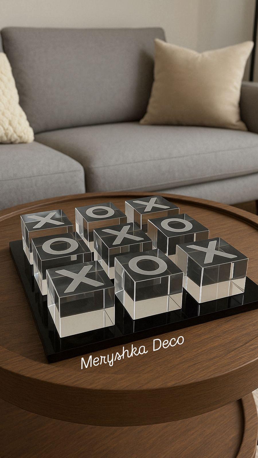 Jeu de morpion décoratif en cristal