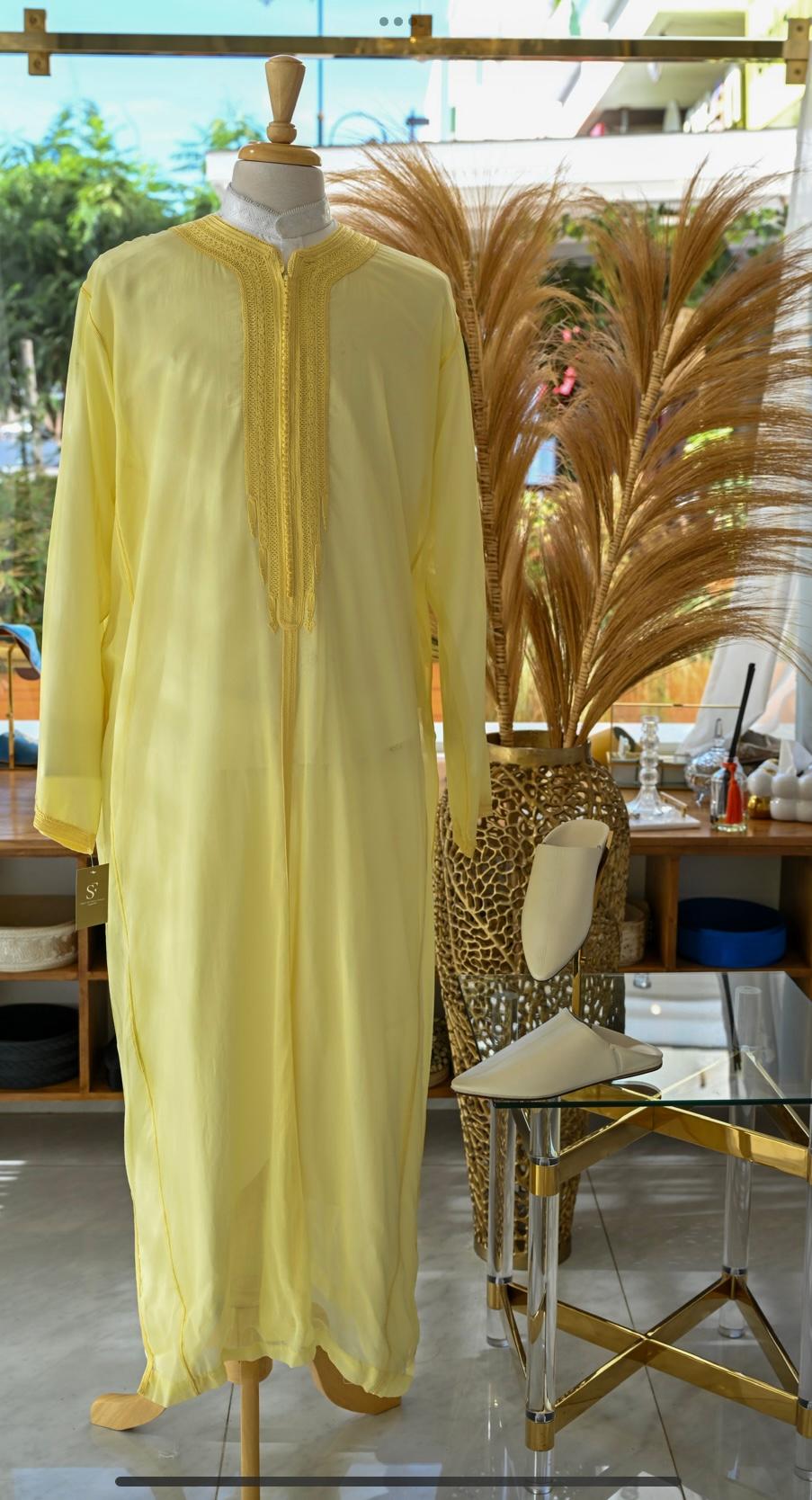 Caftan Homme en Sousdi -Jaune