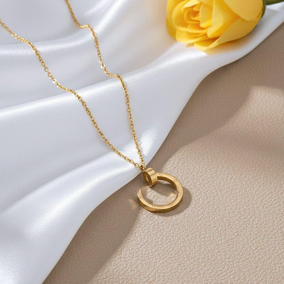 Collier Pendentif Cercle Minimaliste Plaqué 