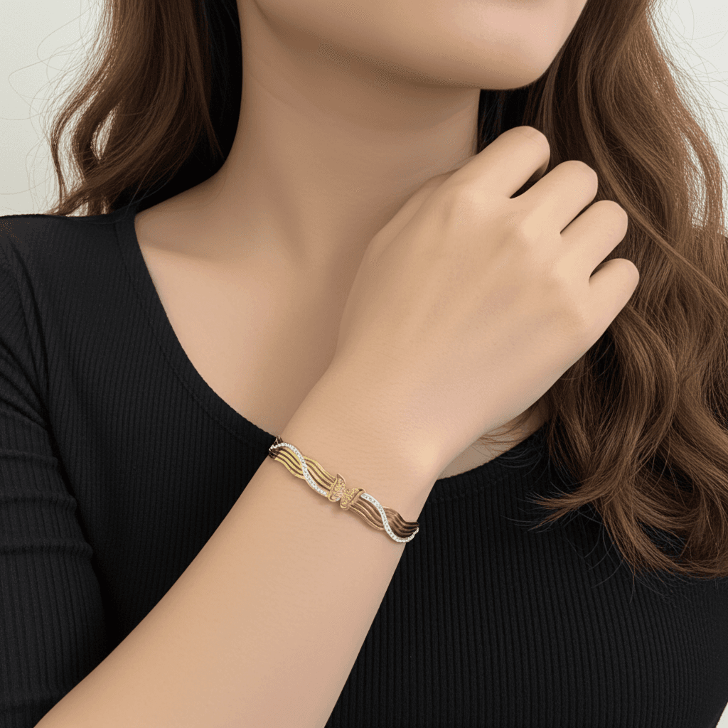 Bracelet Fantaisie Luxe – Papillon Brillant, Finition Eligante