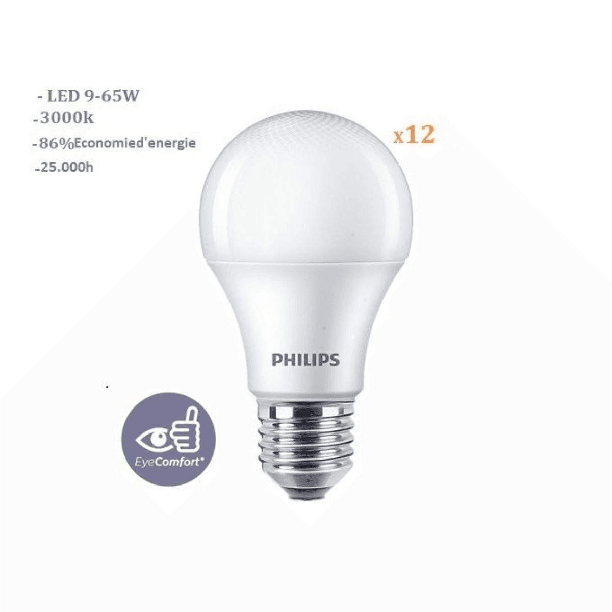 PACK 12 AMPOULES ESS LED BULB 9W E27 3000K 230V 1PF/12 MA