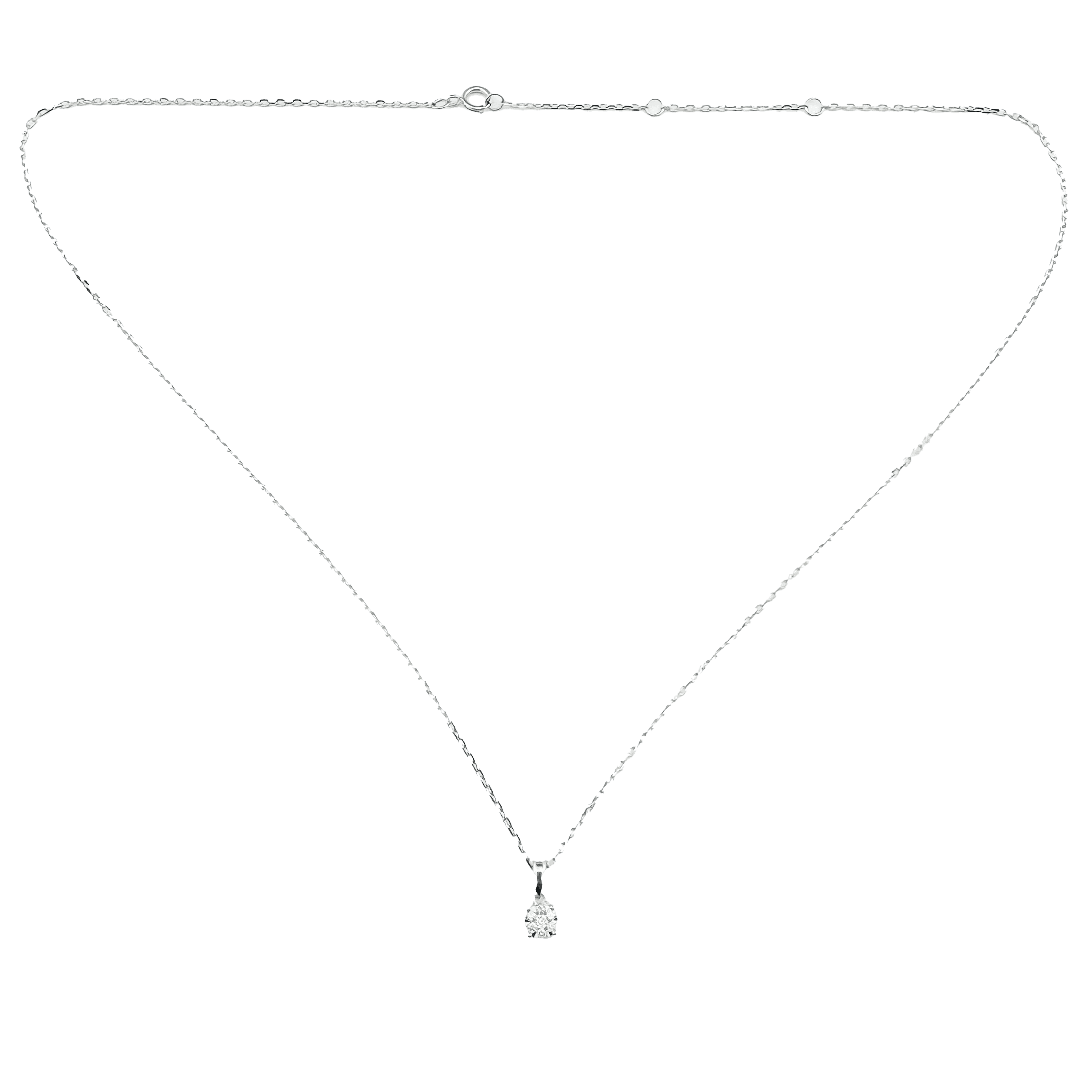 Collier Solitaire Or Blanc 18K & Diamant Naturel – Éclat Pur, Élégance Intemporelle.