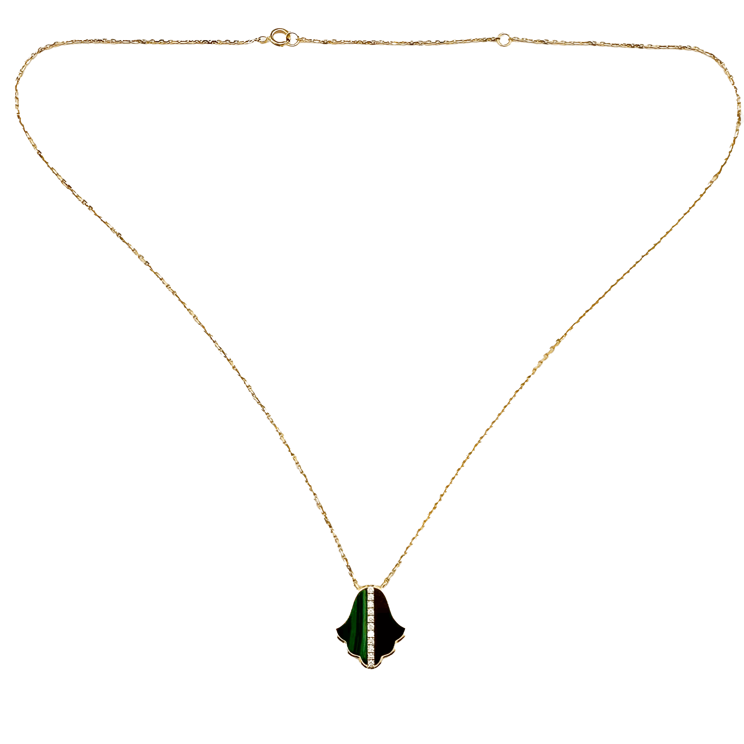 Collier Or Jaune 18K & Diamants Naturels – Pendentif Main de Fatma, Symbole Protecteur.
