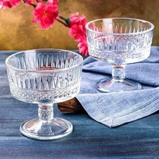Set de 6 Coupes à Glaces en Verre Cristallin ou à Desserts sur Pied
