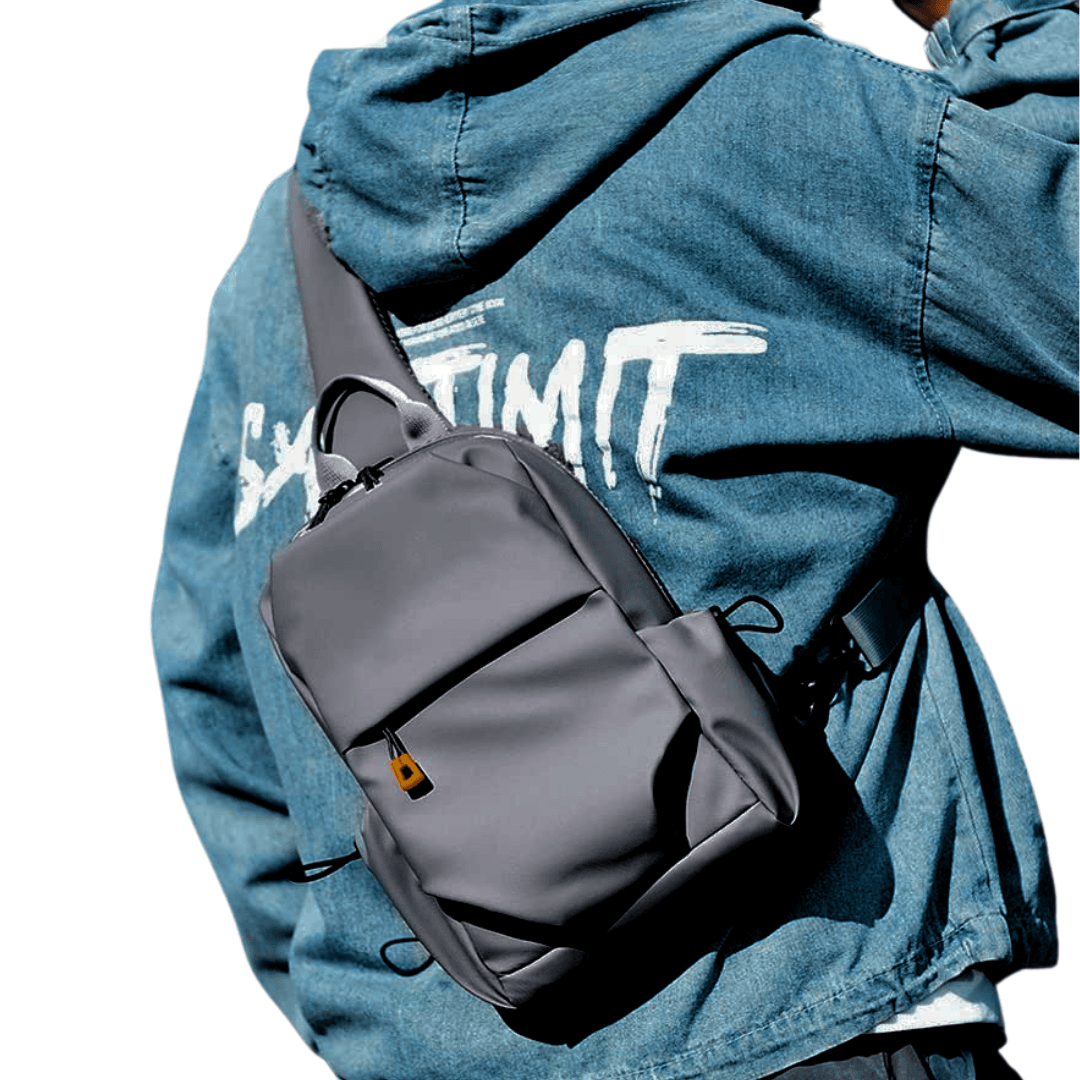 crossbody compact unisexe avec poches zippées pour usage urbain, voyage, loisirs