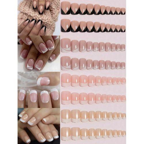 Boite de 96 pieces faux ongles brillant+ lime+ feuille ruban