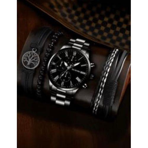 5 pièces Ensemble de montres pour hommes en PU avec bracelets