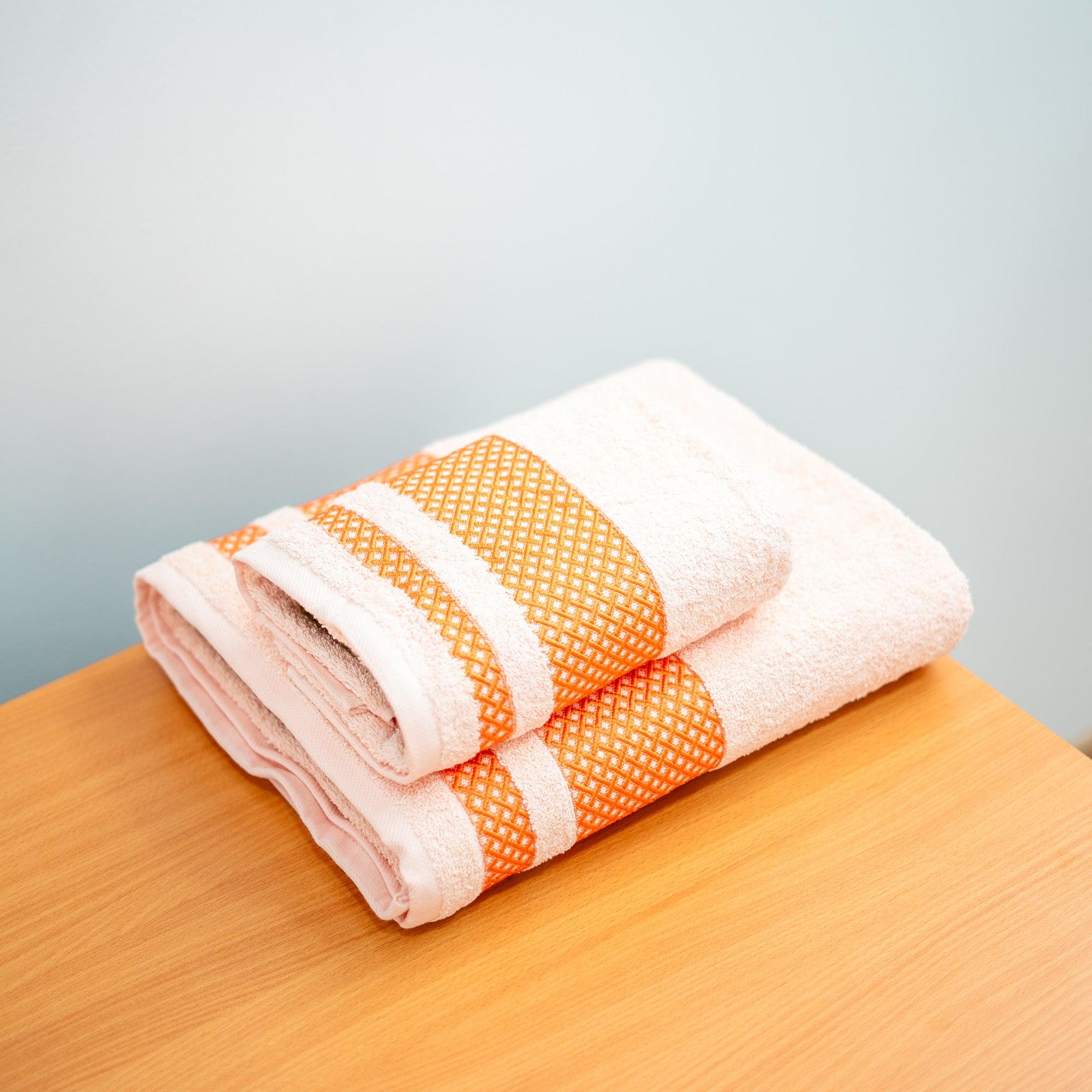 Athena pack 2 piece serviette de bain 100% coton 550GM - saumon