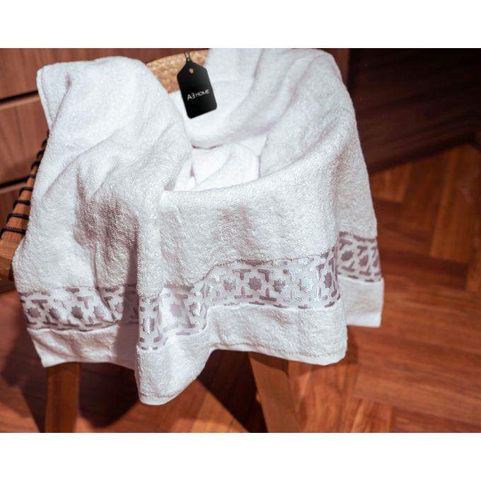 Arabesque Silver Authentique Serviette 100x180 - Blanc