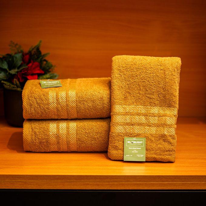 moonlight pack 3 serviettes de bain 50x90 marron