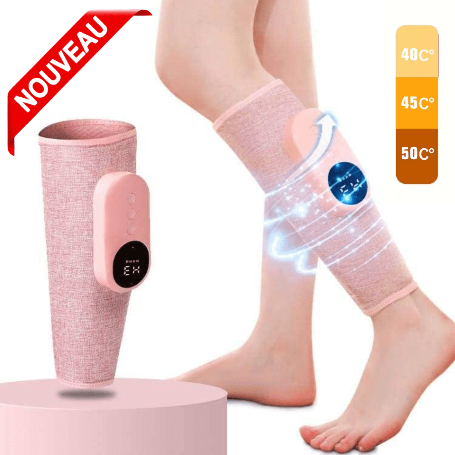 Masseur de Jambes à Pression d’Air avec Chaleur et Batterie Rechargeable – Usage Domestique (Couleur Aléatoire)