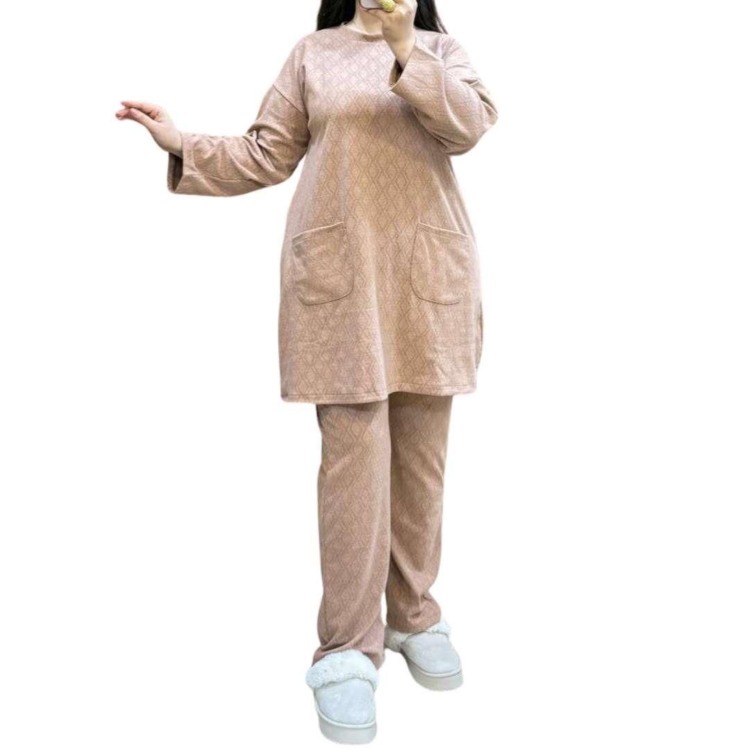 Ensemble velours soft pour femme, pyjama chaud et agréable pour l’intérieur