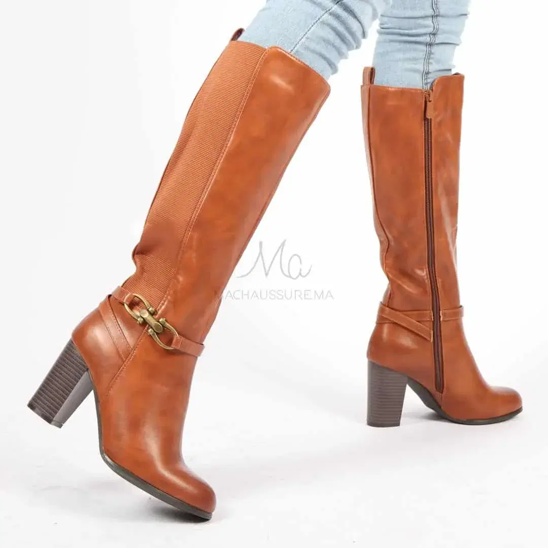 INEZ - Bottines à Talon en Tabac