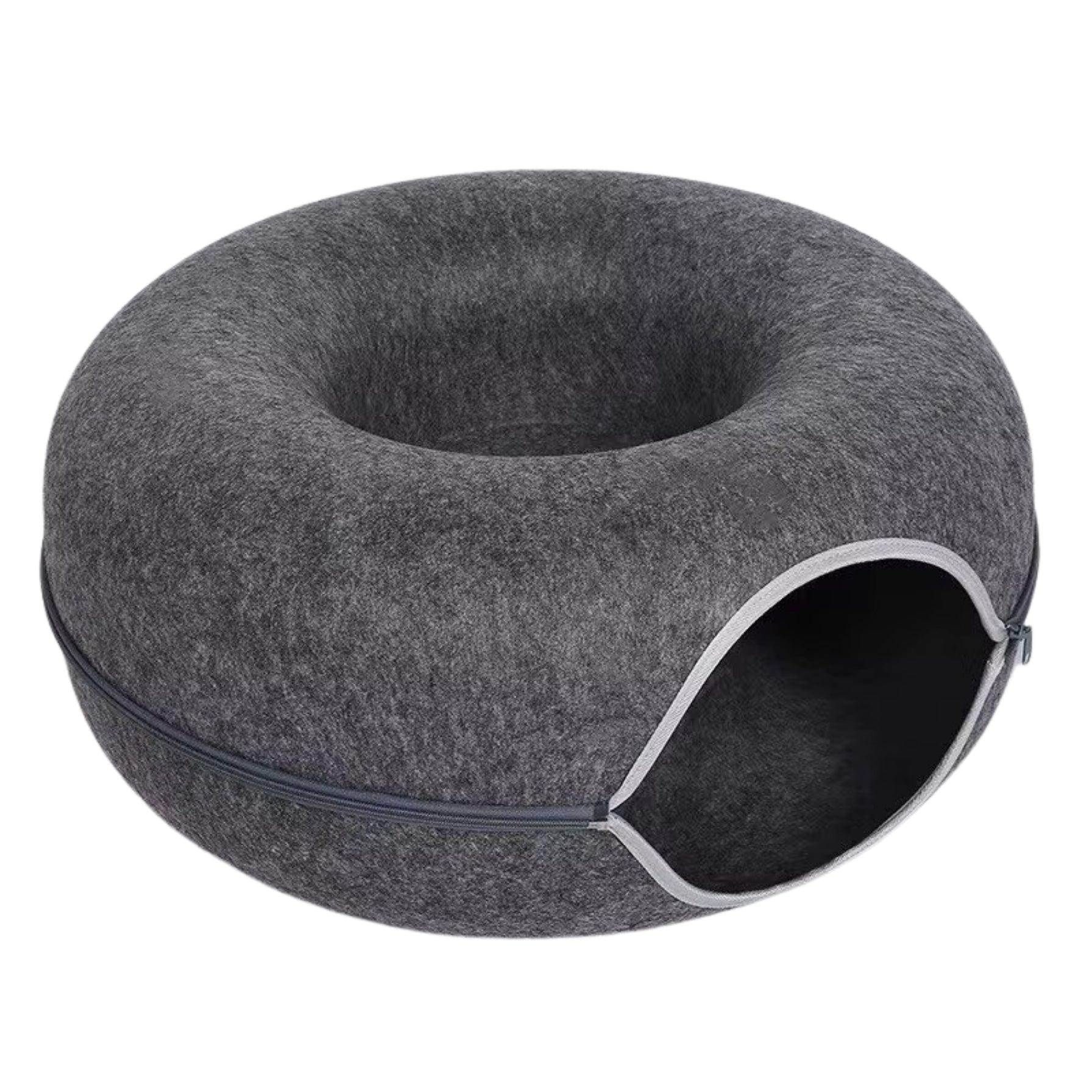Cat Tunnel Bed – Scratch-Resistant Donut Cave, Collapsible & Washable
