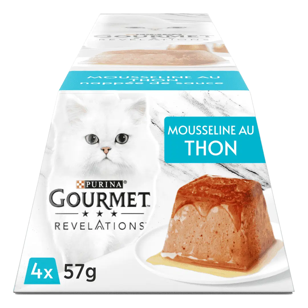 GOURMET® REVELATIONS® au Thon - Les Mousselines nappées de Sauce. 57g x 4