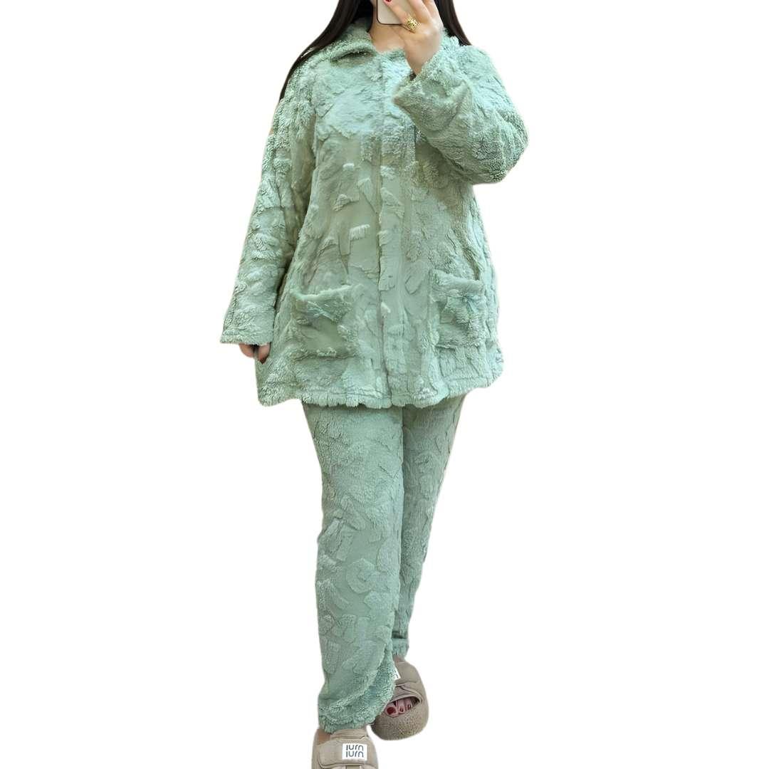 Pyjama Femme Hiver Doux Peluche Moelleuse Ensemble chaud parfait warm outfit