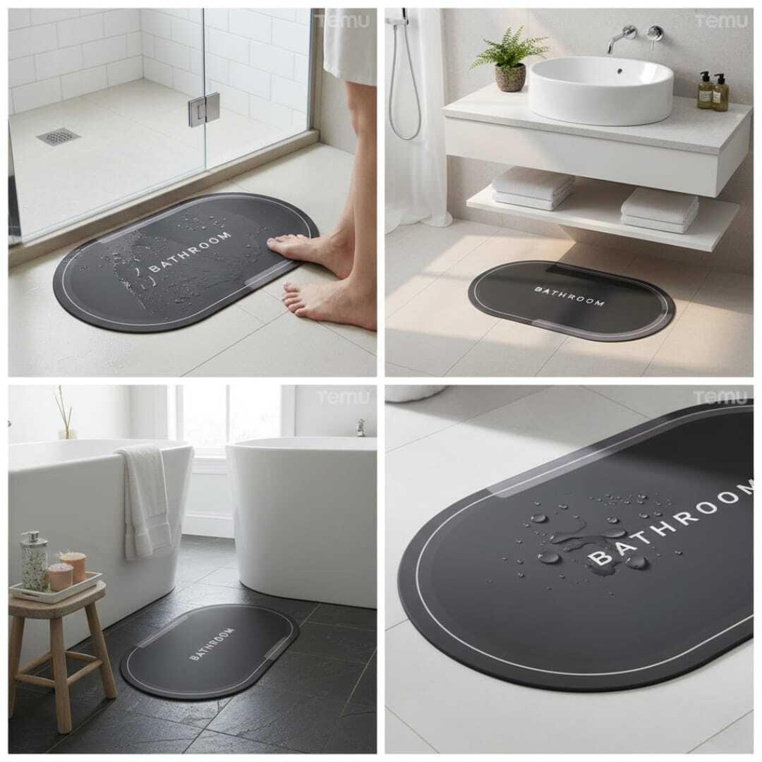 Tapis en caoutchouc -cuisine -maison et salle de bain. antidérapant à séchage rapide, super absorbant, fin, sadapte sous la porte, tapis de sol rectangulaire tendance et lavable-57cm/38cm-