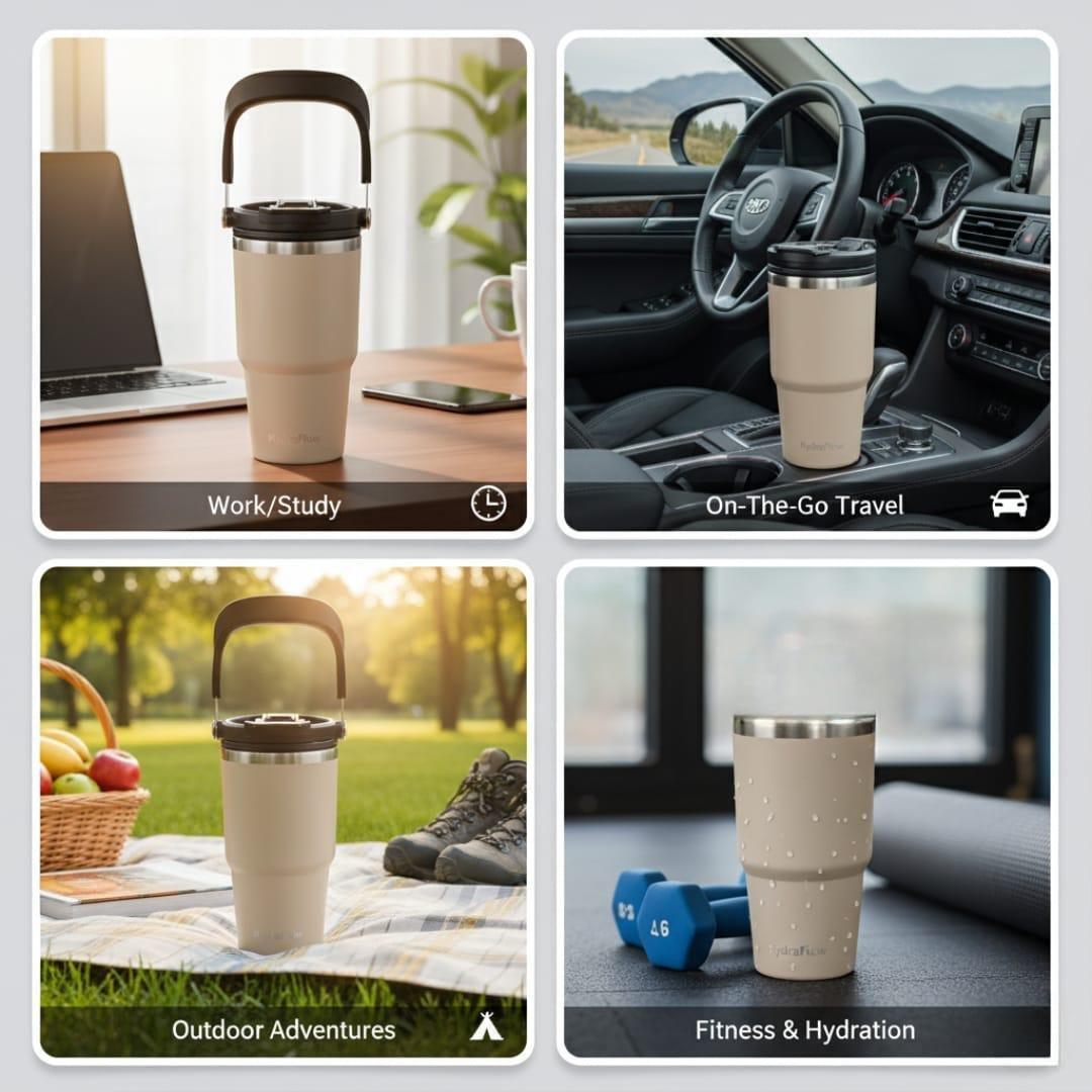 Thermos 600 Ml-avec paille-Gobelet Isotherm avec Couvercle en Acier Inoxydable Isolation des Boissons Chaudes et Froides Tasse à Café pour Eau, Café ou Thé Glacé/garde le chaud ou le froid 18h-Beige