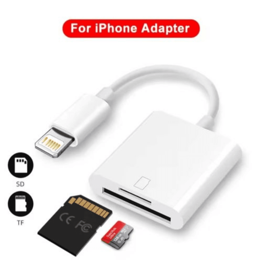 2-en-1 et pluie compatible TF lecteur de carte SD pour Apple